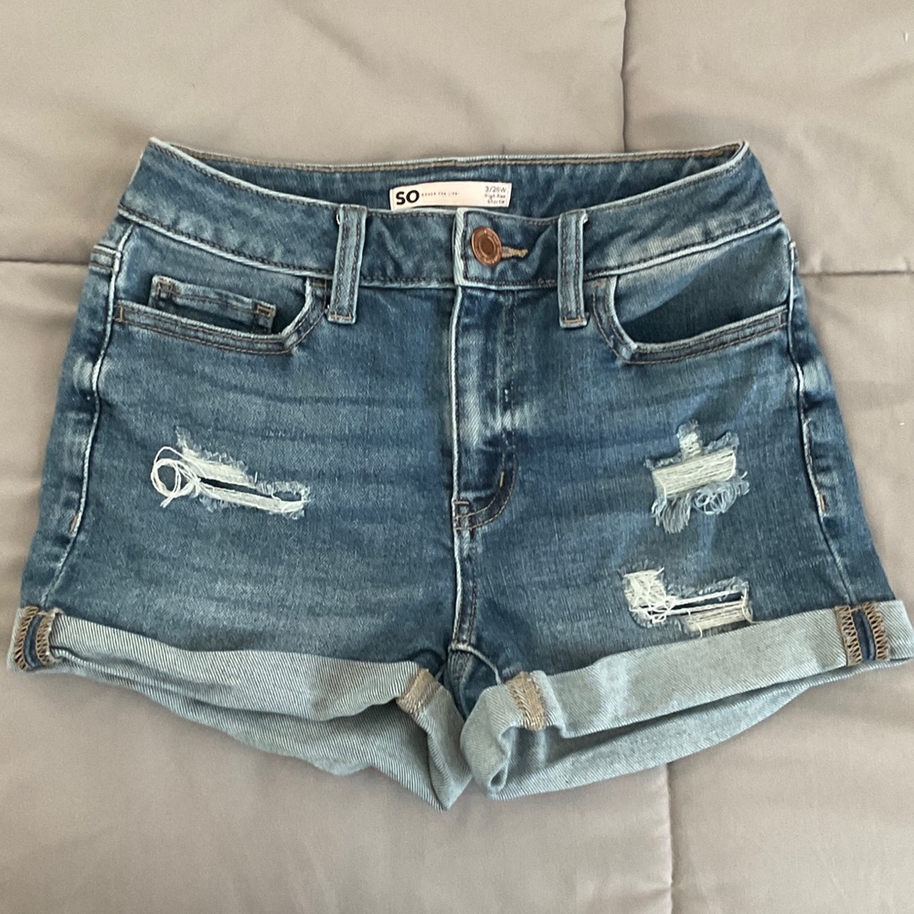SO Women's Distressed Blue Jean Shorts